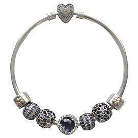 PANDORA Gold und Nacht - mit oder ohne Armband 19 cm Silber Weiß Blau Golden Metallisch Marineblau Dunkelblau Silber Hardware Gold hardware