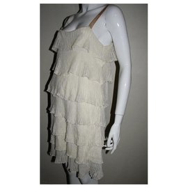 Joseph-Linen dress in a Charleston style-White,Cream