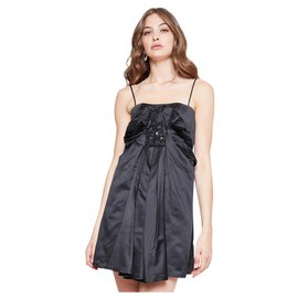 Tara Jarmon-Black silk dress-Black