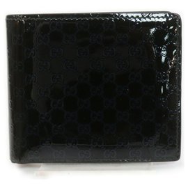 Gucci-Black Patent GG Monogram Bifold Men's Wallet-Other