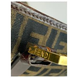 Fendi-Rare monogramme FF Zucca bijoux ou pochette de voyage de toilette-Marron