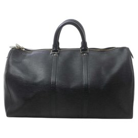 Louis Vuitton-Black Epi Leather Noir Keepall 45 Duffle-Other