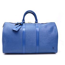 Louis Vuitton Toledo Blue Epi Leather Keepall 50 duffle bag Other
