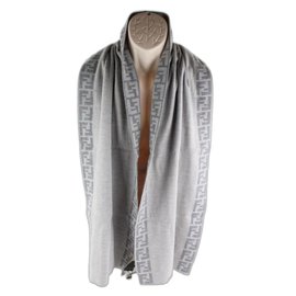 Fendi-Grey Monogram FF Scarf Shawl 9FF1215-Other