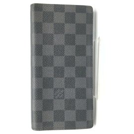 Louis Vuitton-Damier Graphite Portefeuille Brazza Long Wallet-Black