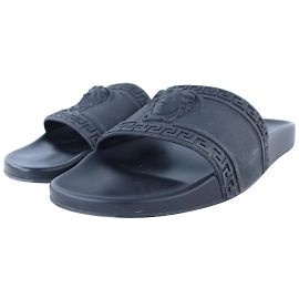 Versace Palazzo Medusa Slides Flip Flop Beach Black Sandals Black