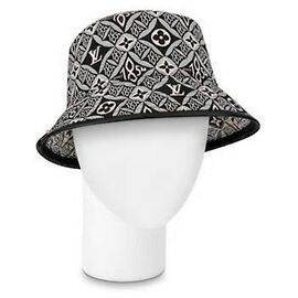 Louis Vuitton 21W Seit 1854 Schwarzer Monogramm Eimer Hut Fisherman Cap Medium MB861051 Andere