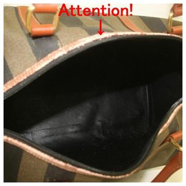 Fendi-Khaki Olive Pequin Strip Boston Duffle-Other