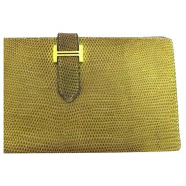 Hermès-Lizard Bearn Green Hombre Bifold Classic Wallet-Other