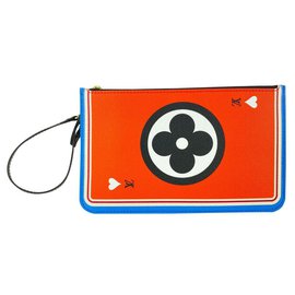 Louis Vuitton-Red Rare Poker Game On Neverfull Pochette Wristlet Clutch 11117LVA21-Other