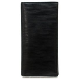 Louis Vuitton-Black Epi Leather Noir Brazza Long Wallet-Other