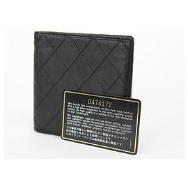 Chanel Ultra Rare Black Quilted Lambskin Bifold Men's Wallet Black