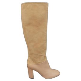 Moreschi Fabiola Suede and Leather Boots Beige Beige