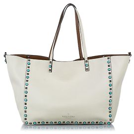 Valentino White Rockstud Ledertasche Weiß