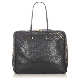 Balenciaga Black Blanket Square Leather Satchel Black