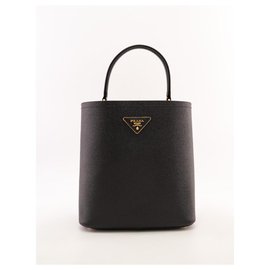 Prada-Prada lined Compact bag in Saffiano leather - Prada Panier Medium-Black