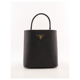 Borsa compatta Prada foderata in pelle Saffiano - Prada Panier Medium Nero