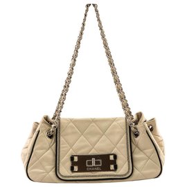 Chanel-Chanel East West Mademoiselle Akkordeon Flap Tasche-Roh,Creme