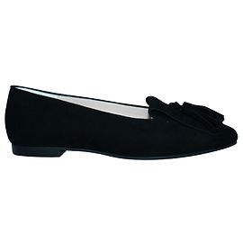 Stuart Weitzman Schwarze Wildleder Quasten Slipper Schwarz