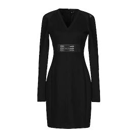 Versace Jeans Jersey Kleid schwarz V Ausschnitt langarm Schwarz