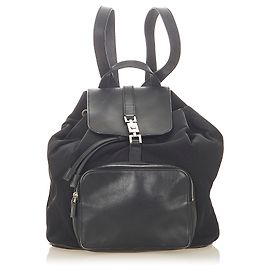 Mochila Gucci Black Jackie Canvas con Cordones Negro
