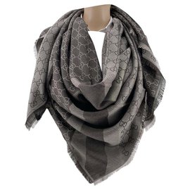 Gucci-gucci, ÉCHARPE GUCC SHAWL NEW GG WEB MARRON-Brown