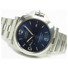 Panerai-PANERAI Luminor Marina 44 MM SS Bracelet blue PAM01058 Mens-Blue