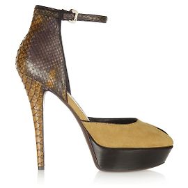 Sandales Burberry Prorsum en daim et python Marron