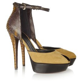 Burberry-Python high heels-Brown