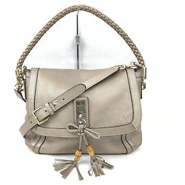Gucci Alça Trançada de Couro Dourado 2maneira Flap Bag Outro
