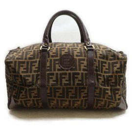 Fendi-Brown Monogram FF Boston Duffle Bag-Other