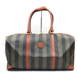 Fendi-Pequin Stripe Boston Duffle Boston Bag-Other