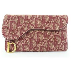 Dior Bordeaux Monogram Trotteur Saddle Flap Long Wallet Other