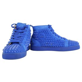 Christian Louboutin-Size 39 Blue Lou Pik Pik Orlato Flat Spike Sneakers-Other