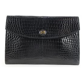 Hermès Saco envelope Pochette Black Porosus Crocodile Rio Clutch Outro