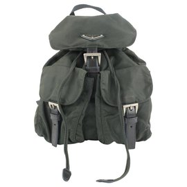 Prada-Dark Green Tessuto Nylon Twin Pocket Backpack-Other