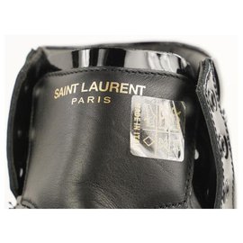 Saint Laurent-Mens 43 Black Paetnt Signature Court Classic High Top Sneaker-Other