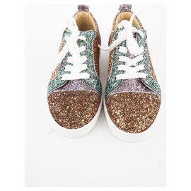 Christian Louboutin-Taglia delle donne 37.5 Sneaker Gondoliere Orlato Flat Glitter-Altro