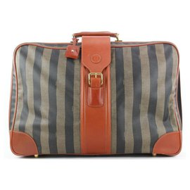 Fendi-Large Pequin Stripe Suitcase Luggage Bag-Other