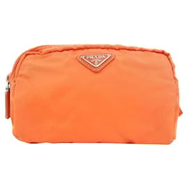 Prada-Orange Tessuto Nylon Cosmetic Pouch Make Up bag 2day mail-Other