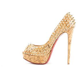 Christian Louboutin Cork Lady Peep 150 Lucido Platform Heels Open Toe red Bottoms Other
