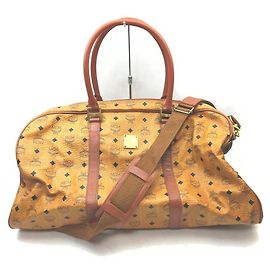 MCM Bolsa de duffle Cognac Monogram Visetos com alça Outro