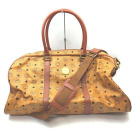 MCM Cognac Monogram Visetos Duffle Bag with Strap Other
