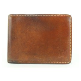Louis Vuitton-Brown Vachetta Nomade Leather Bifold Wallet Mens Slender Marco-Other