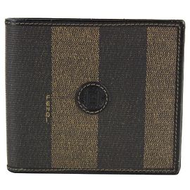 Fendi Brown Tobacco Pequin Stripe Men's Bifold Wallet 14FF1214 Other