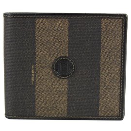 Fendi-Brown Tobacco Pequin Stripe Men's Bifold Wallet 14FF1214-Other