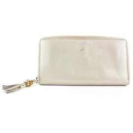 Gucci Cartera Continental Zippy con cremallera alrededor de la borla de bambú de cuero dorado Otro