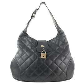 Burberry Bolsa preta de couro acolchoado Brook Hobo Outro