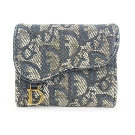 Dior Blue Monogram Trotter Saddle Compact Wallet Other