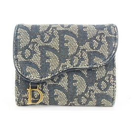 Dior Portafoglio compatto Saddle con monogramma blu Altro